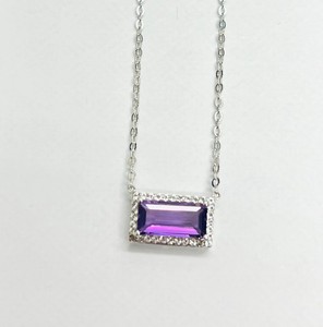 photo of Sterling silver 18'' chain with amethyst and white topaz pendant item 001-230-01278