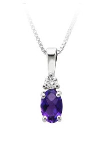 photo of 18'' chain with sterling silver synthetic February birthstone pendant item 001-230-01304
