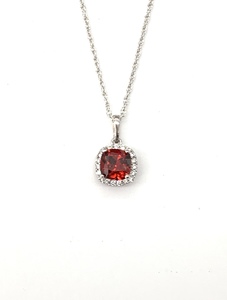 photo of Sterling Silver lab created January halo pendant with 18'' chain item 001-230-01314