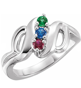 photo of Sterling mothers ring with 3 imitation colored stones item 001-410-00524