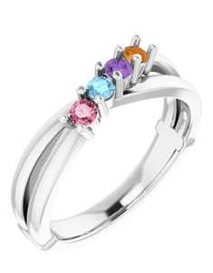 photo of Sterling silver mothers ring with 4 imitation colored stones item 001-410-00530