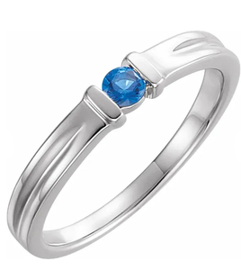 photo of Sterling silver birthstone ring with 1 imitation colored stone item 001-410-00535