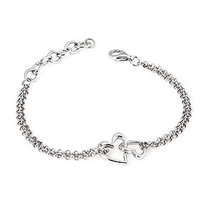 photo of Sterling Silver double heart bracelet with diamond accent item 001-725-00712