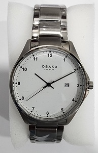 photo of Gents Obaku white dial watch with date item 001-815-00297