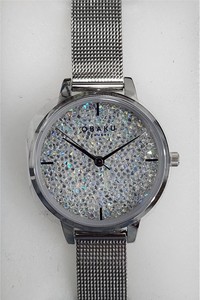 photo of Ladies white mesh Obaku watch with sparkly dial item 001-820-00387