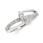photo of 14 karat white gold two stone diamond ring with accent diamonds 1/2 carat total diamond weight item 001-120-00309