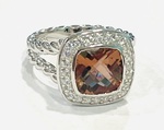 photo of Sterling silver lab created color change Lusterine ring with accented lab created white sapphires item 001-220-00732