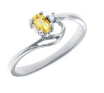 photo of 10 karat white gold citrine and diamond accented ring item 001-220-00738
