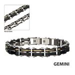 photo of Men's Stainless Steel Gold IP & Black IP Reversible Bracelet with Fold Over Clasp, 7.75