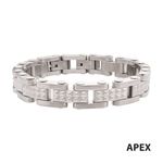 photo of Stainless Steel Matte Finish Pyramid Stud Pattern Link Bracelet with Fold Over Clasp item 001-325-00176