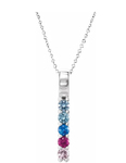 photo of Sterling silver bar pendant with 5 imitation colored stones on sterling silver 18