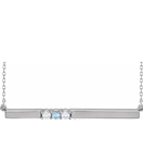 photo of Sterling silver bar necklace with 3 imitation colored stones item 001-410-00638