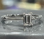 photo of Platinum cathedral solitaire with 0.48 carat emerald cut natural diamond VVS1 clarity and E color item 001-421-00039