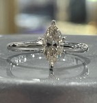 photo of 14 karat white gold solitaire with 0.88 carat natural marquise diamond with I1 clarity and I/J color item 001-421-00041