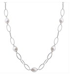 photo of Sterling silver 16.5'' oval freshwater pearl station necklace item 001-610-00890