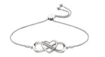 photo of Sterling silver bolo bracelet with infinity and heart design with CZ accents item 001-725-00765